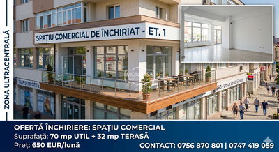 Chirie spatiu comercial suprafata utila 70 mp - Imagine principală
